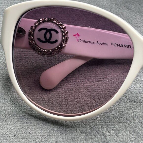 Chanel White Frame Bouton Sunglasses-5192 - Picture 5 of 16